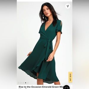 lulus emerald green wrap around dress